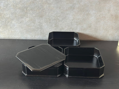 漆器　お重３段 (黒）